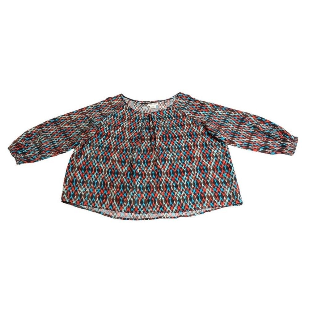 Ariat Top Womens XL Aztec Western Chevron Southwestern 3/4 Sleeve Blouse NWT - Picture 2 of 15